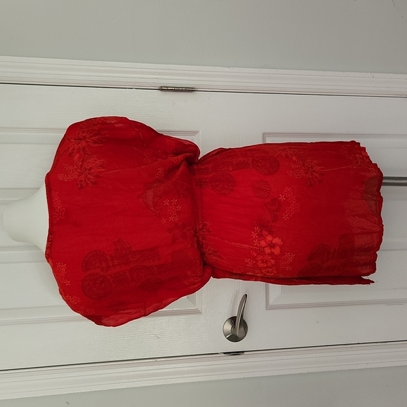 Cabali Red Floral Cover Up - Picture 10 of 13